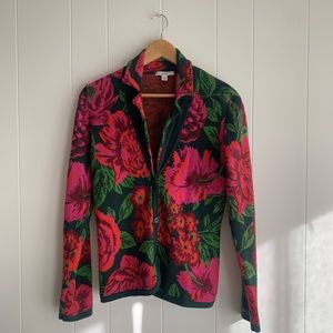 Isaac Mizrahi floral knit blazer cardigan